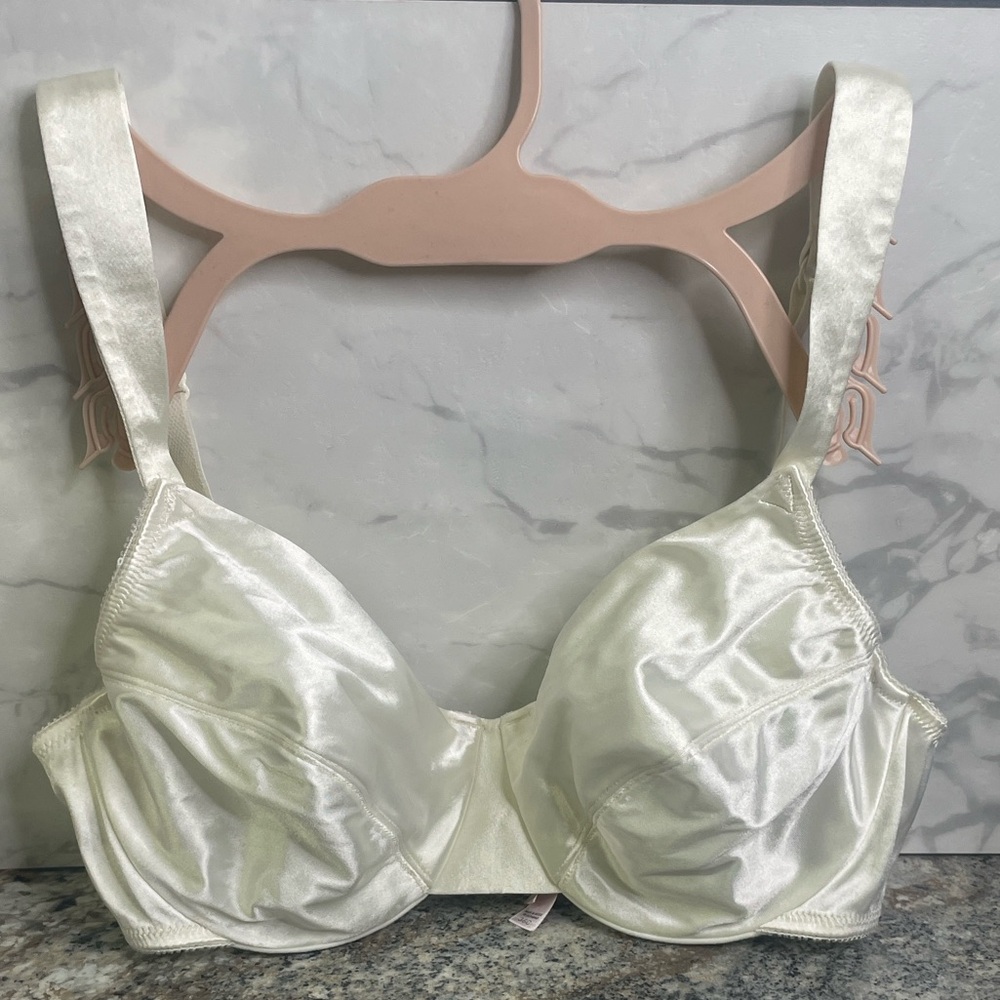 Victoria's Secret Second Skin Satin Unlined Full Coverage Bra 36C Ivory Cream - Picture 5 of 5